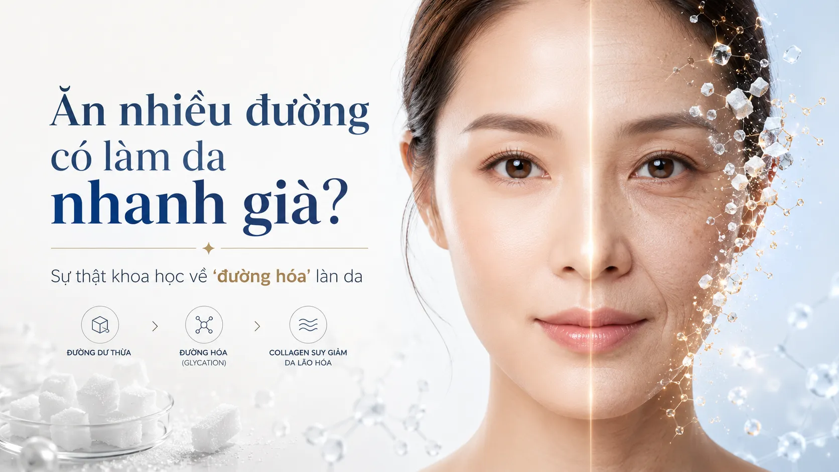 Ăn nhiều đường có làm da nhanh già? Sự thật khoa học về "đường hóa" làn da